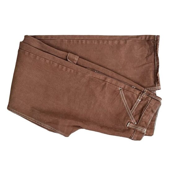 J. Galt Brandy Melville Jeans S High Rise Wide Leg Carpenter Pants Utility Brown - Picture 2 of 9